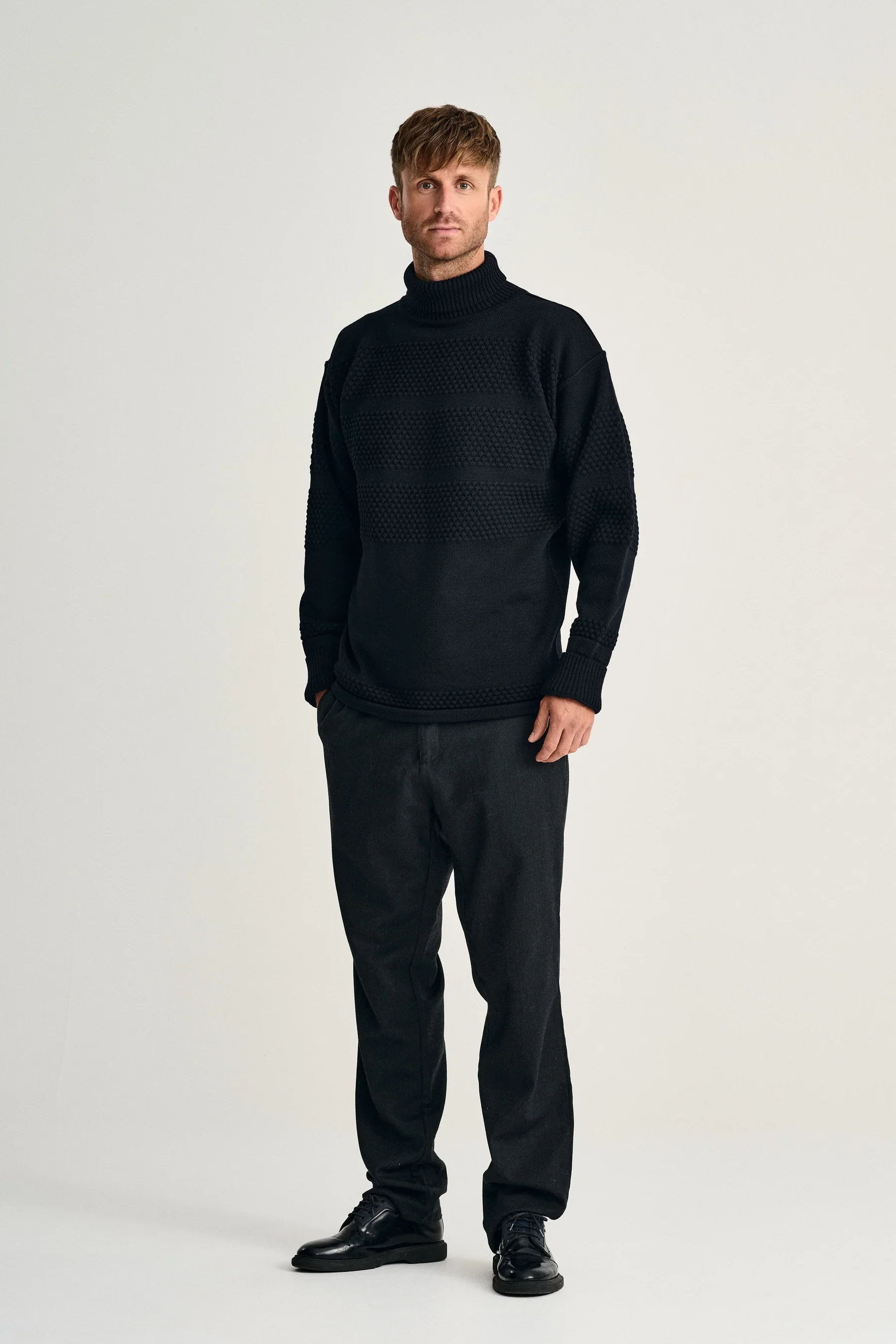 FISHERMAN sweater | høj hals, navy blue - Image 3