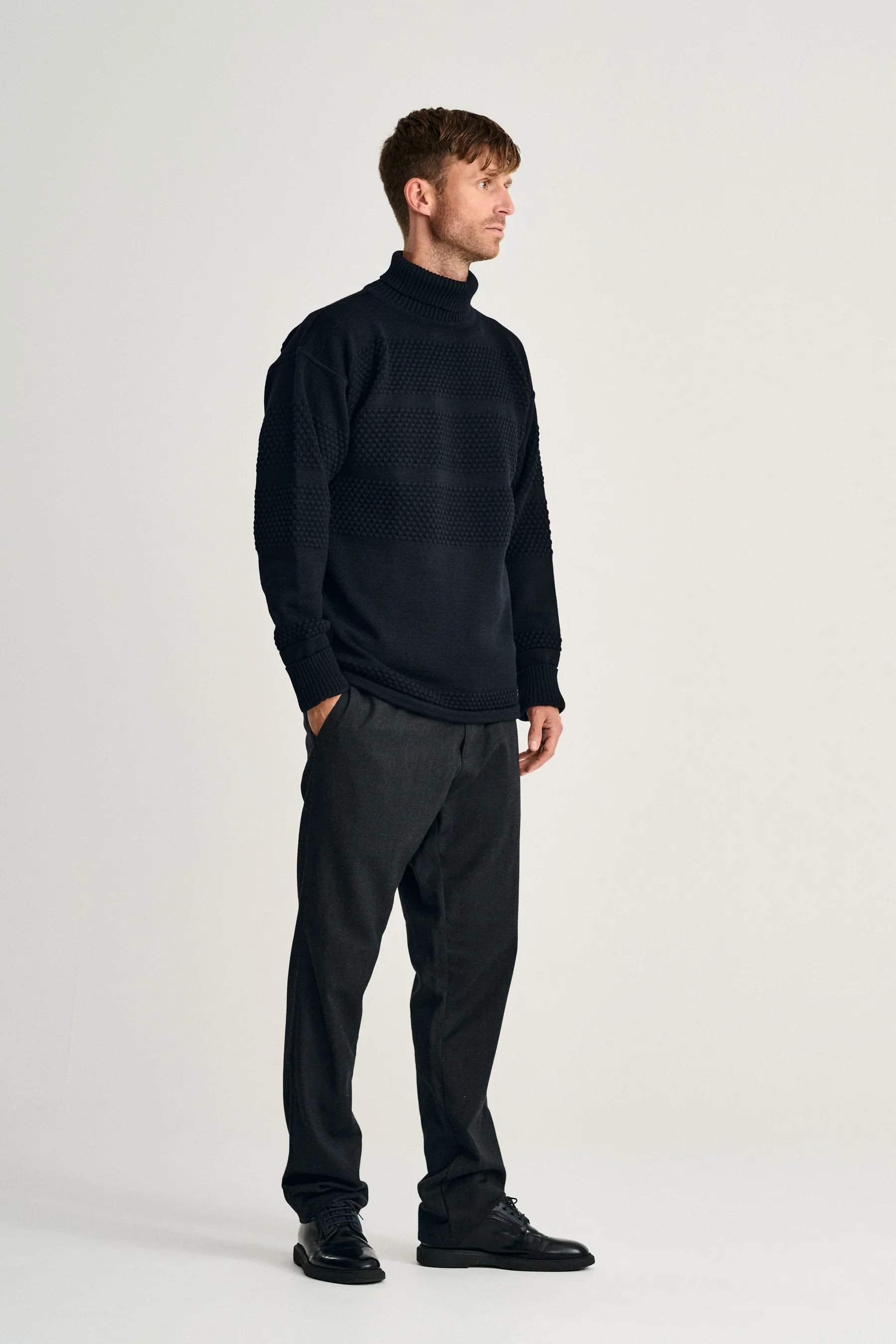 FISHERMAN sweater | høj hals, navy blue - Image 5