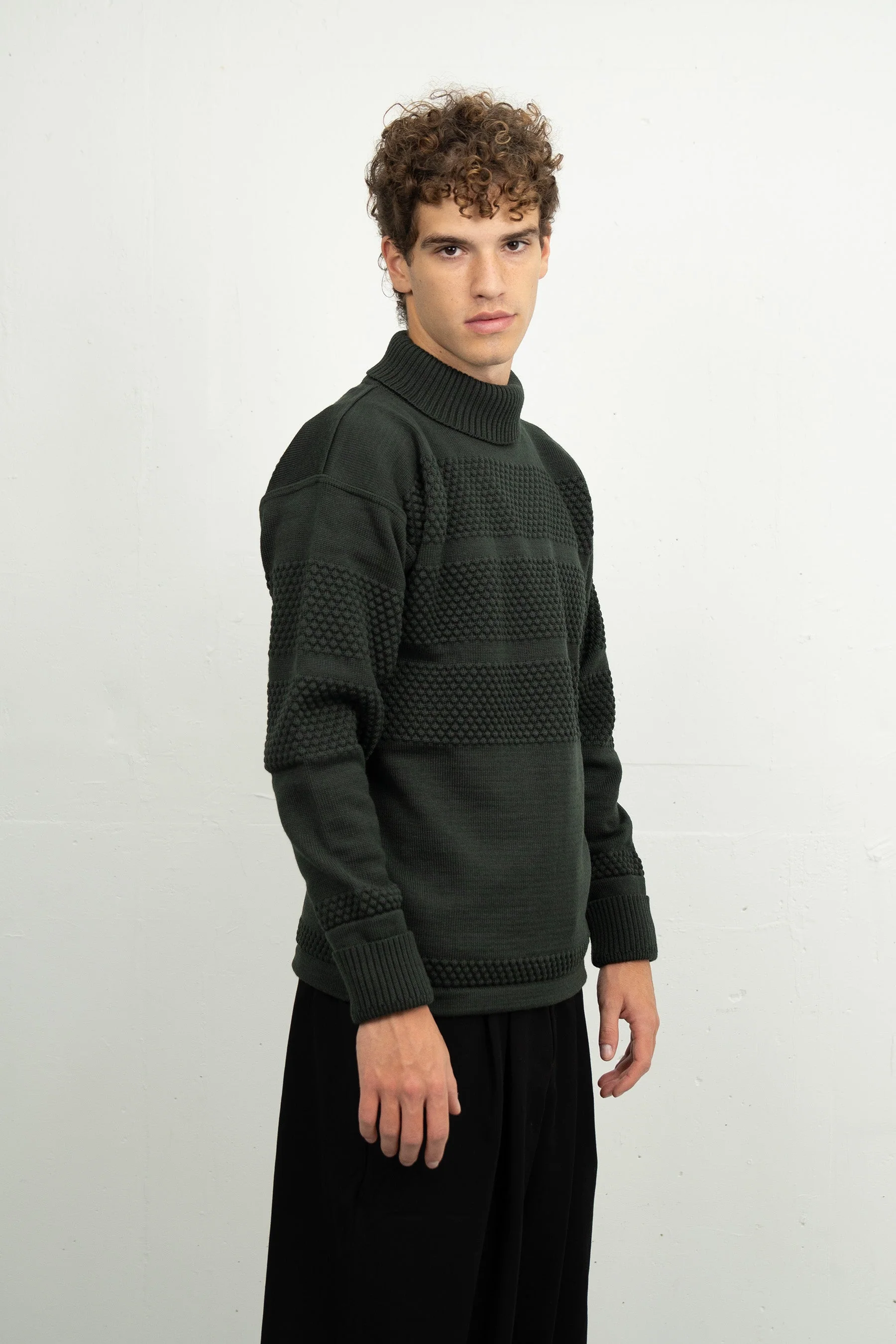 FISHERMAN sweater | høj hals, dark forest green - Image 3