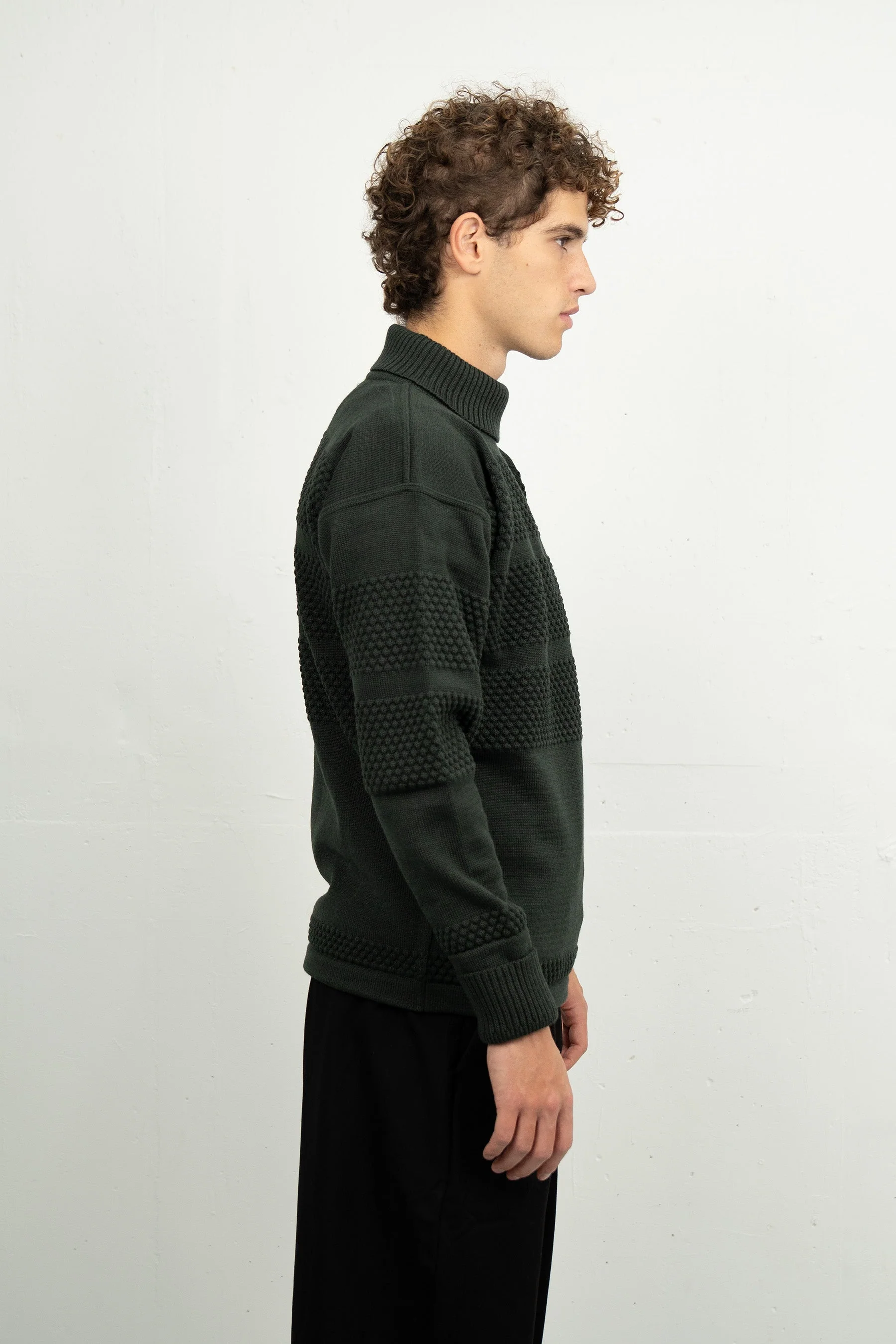 FISHERMAN sweater | høj hals, dark forest green - Image 4