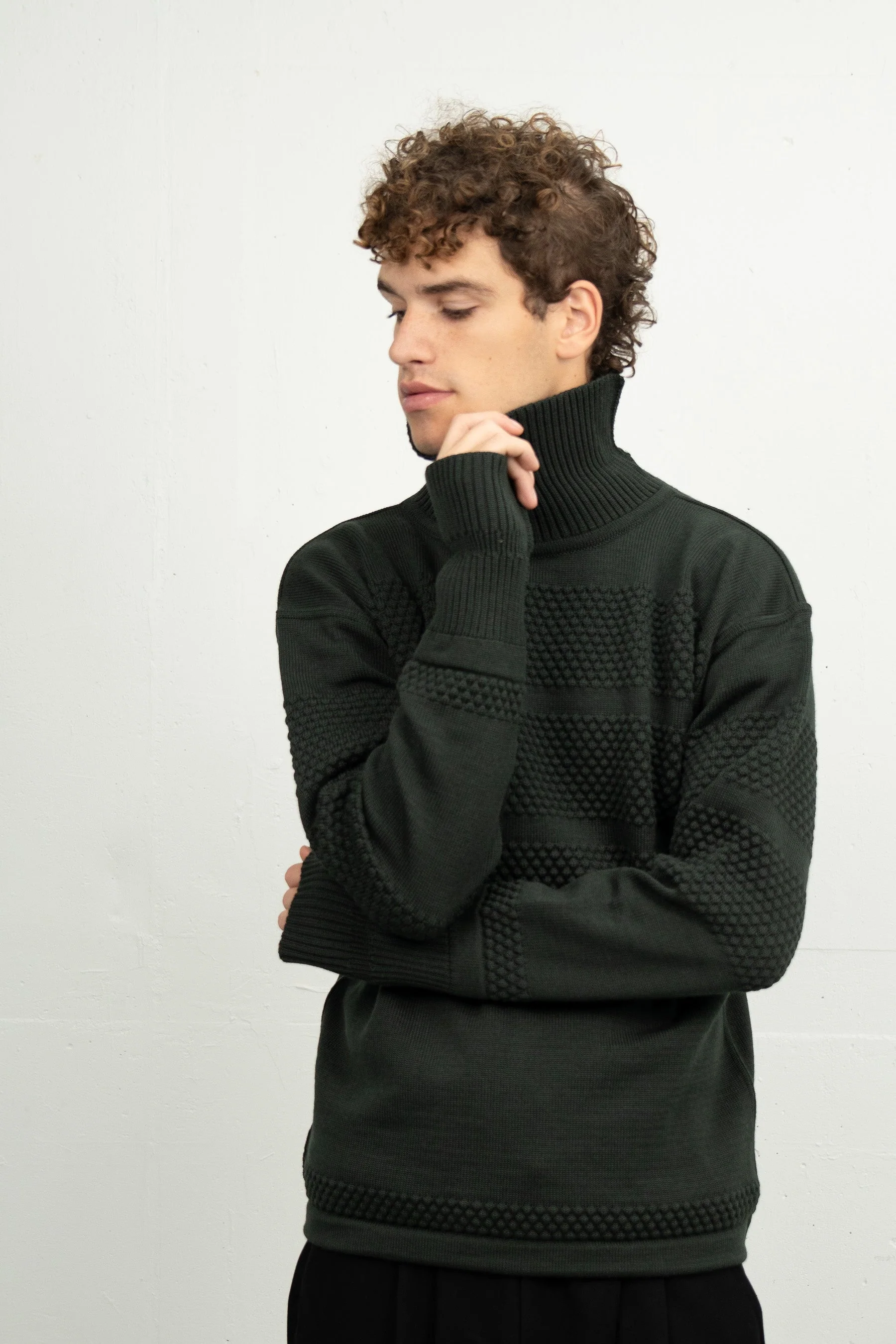 FISHERMAN sweater | høj hals, dark forest green - Image 6