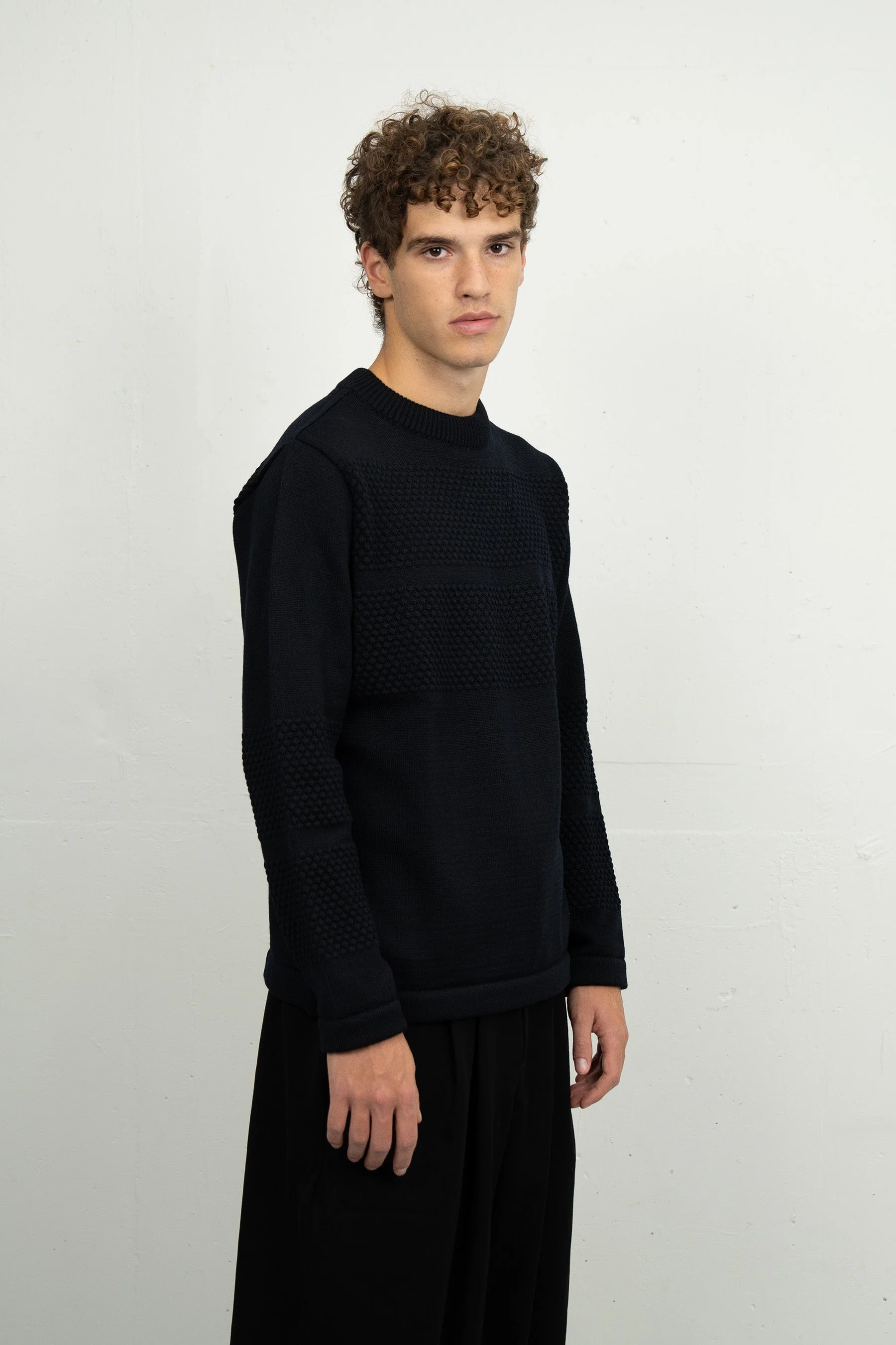FISHERMAN-III sweater | høj hals, navy blue II - Image 4