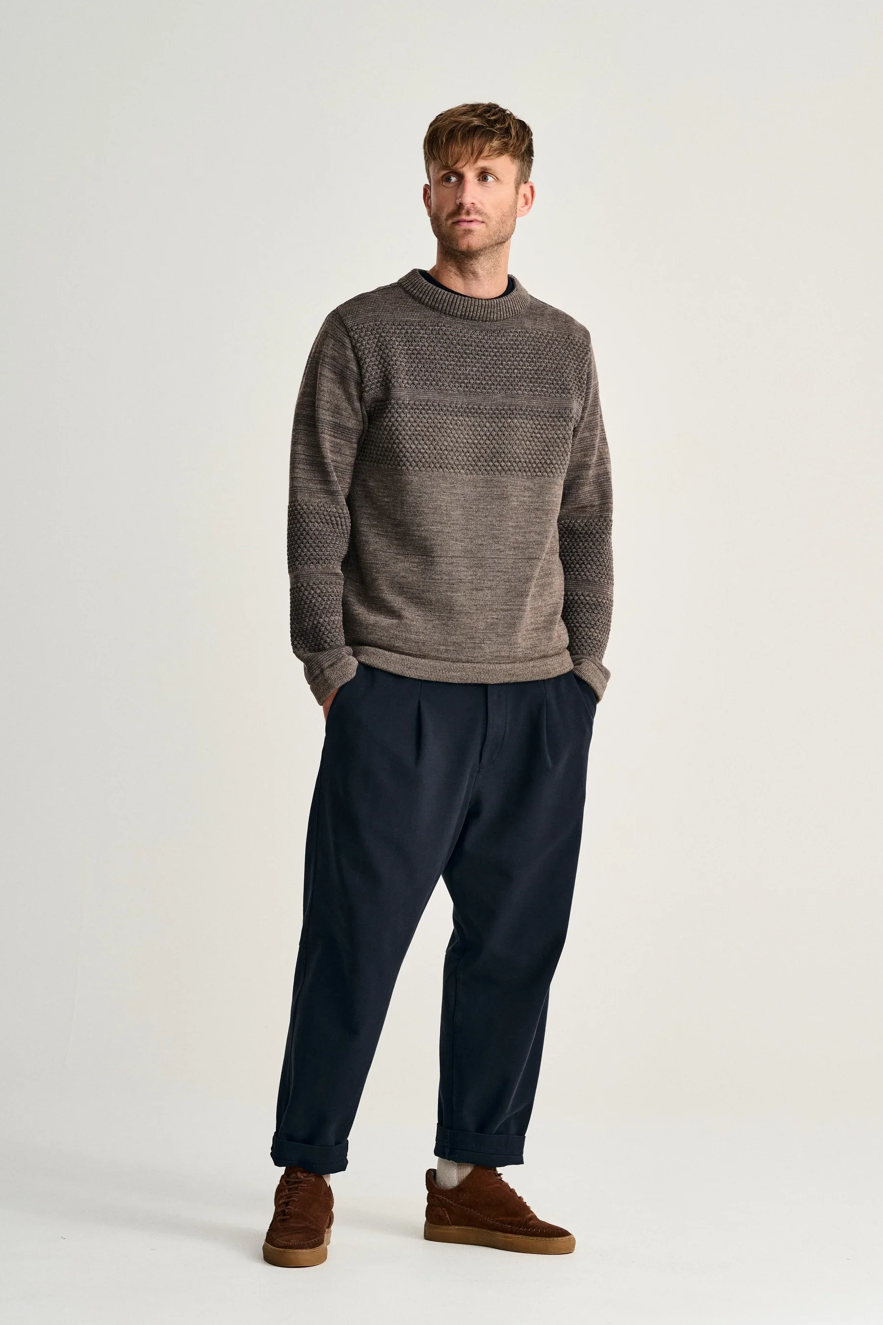 FISHERMAN-III sweater | høj hals, terra-II brown - Image 3