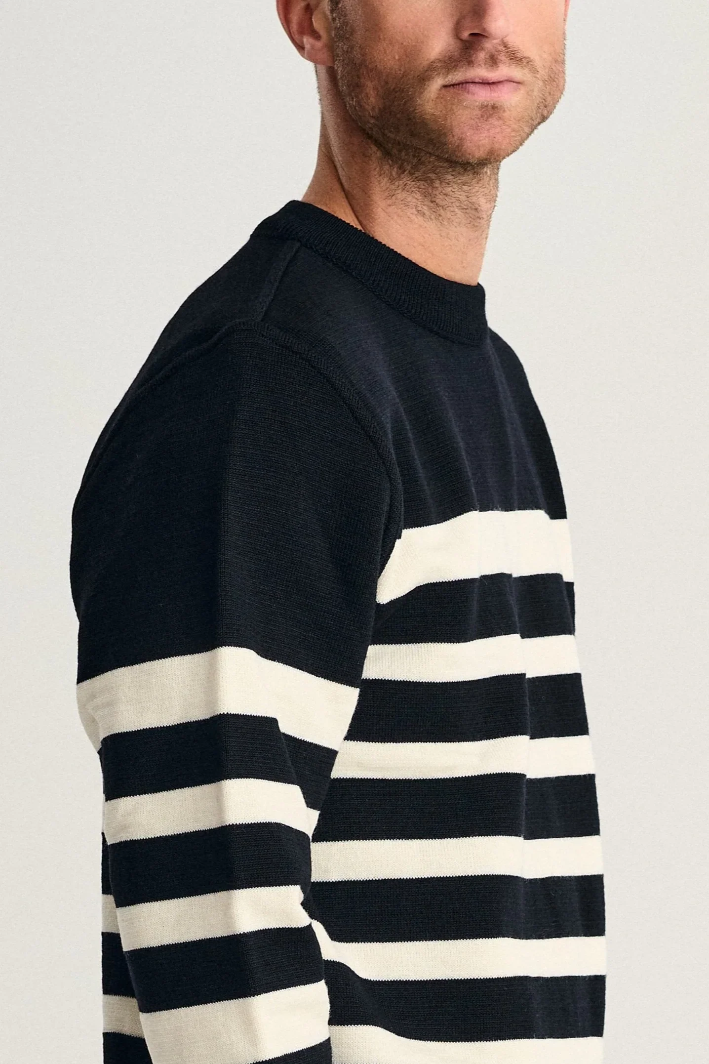 GIVEN-III crew neck | rund hals, navy blue / natural white - Image 3