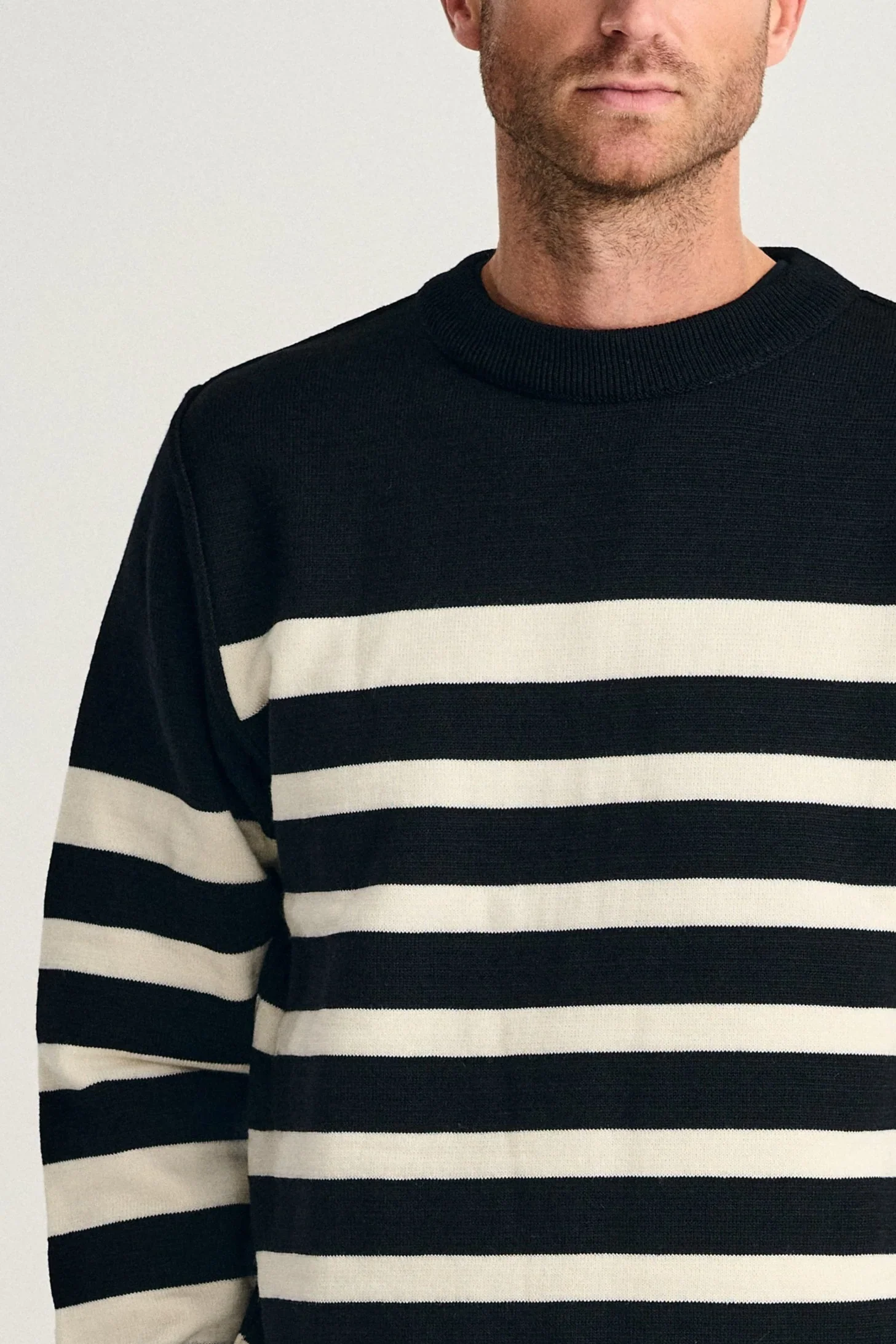 GIVEN-III crew neck | rund hals, navy blue / natural white - Image 4