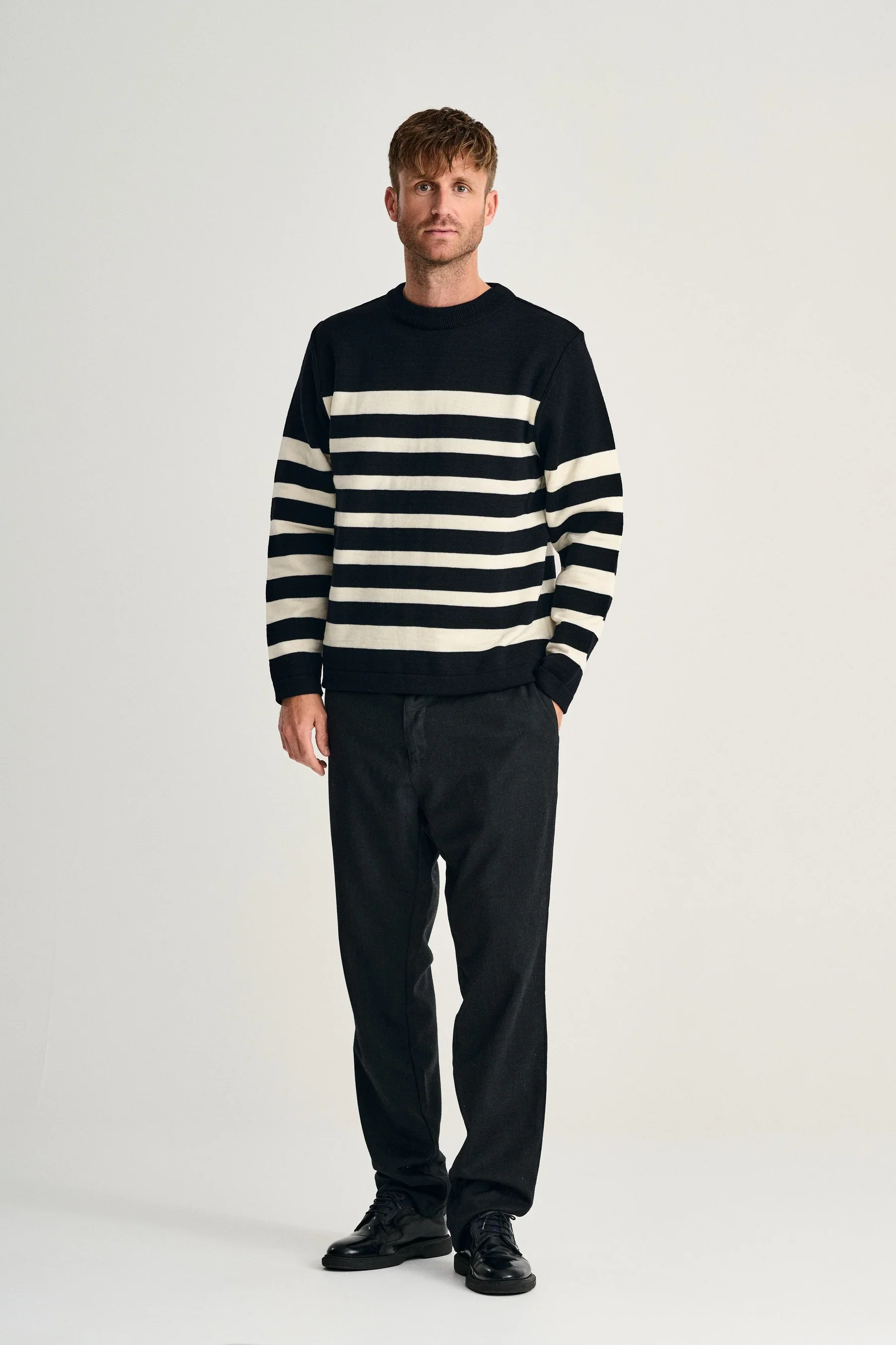 GIVEN-III crew neck | rund hals, navy blue / natural white - Image 5