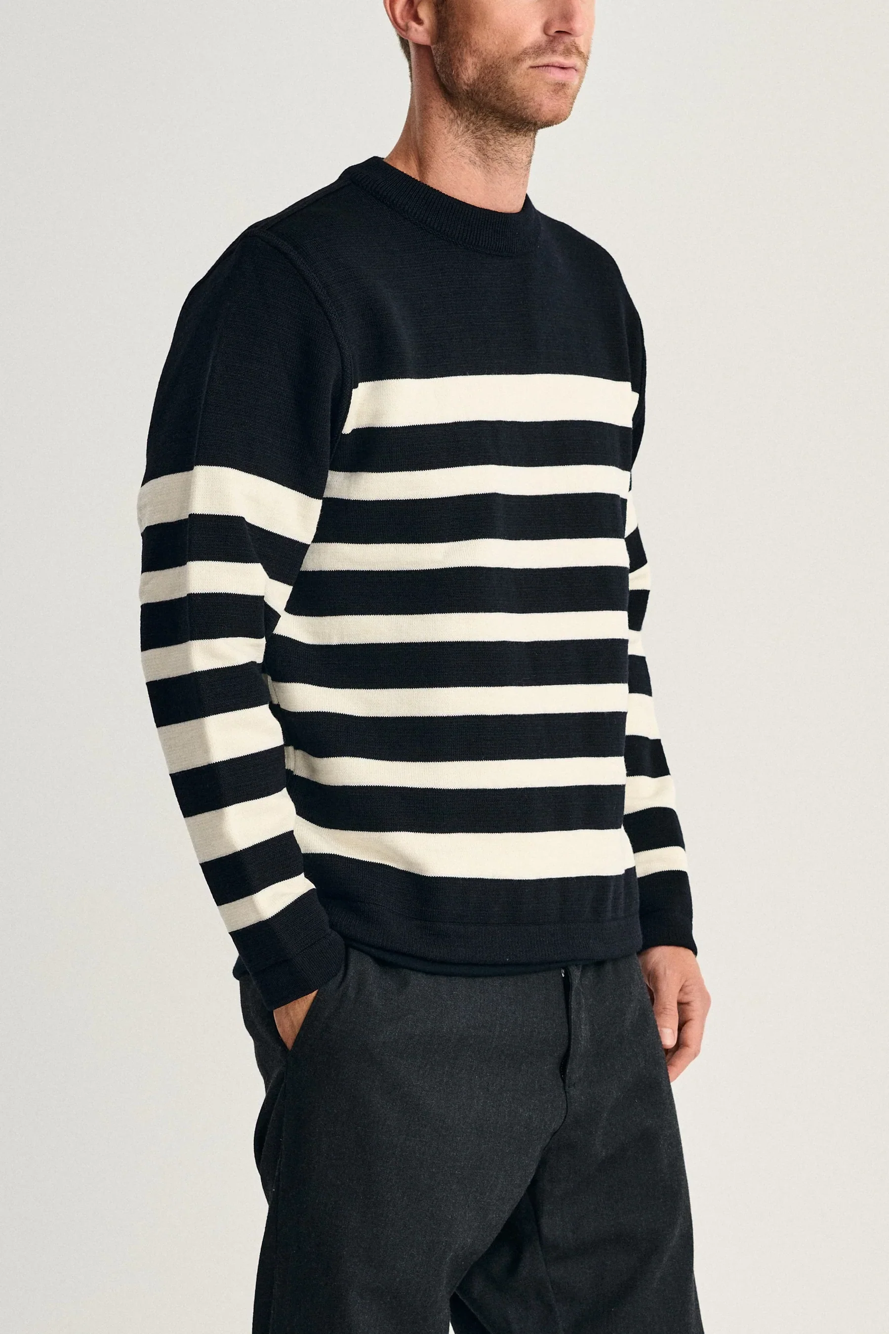 GIVEN-III crew neck | rund hals, navy blue / natural white - Image 7