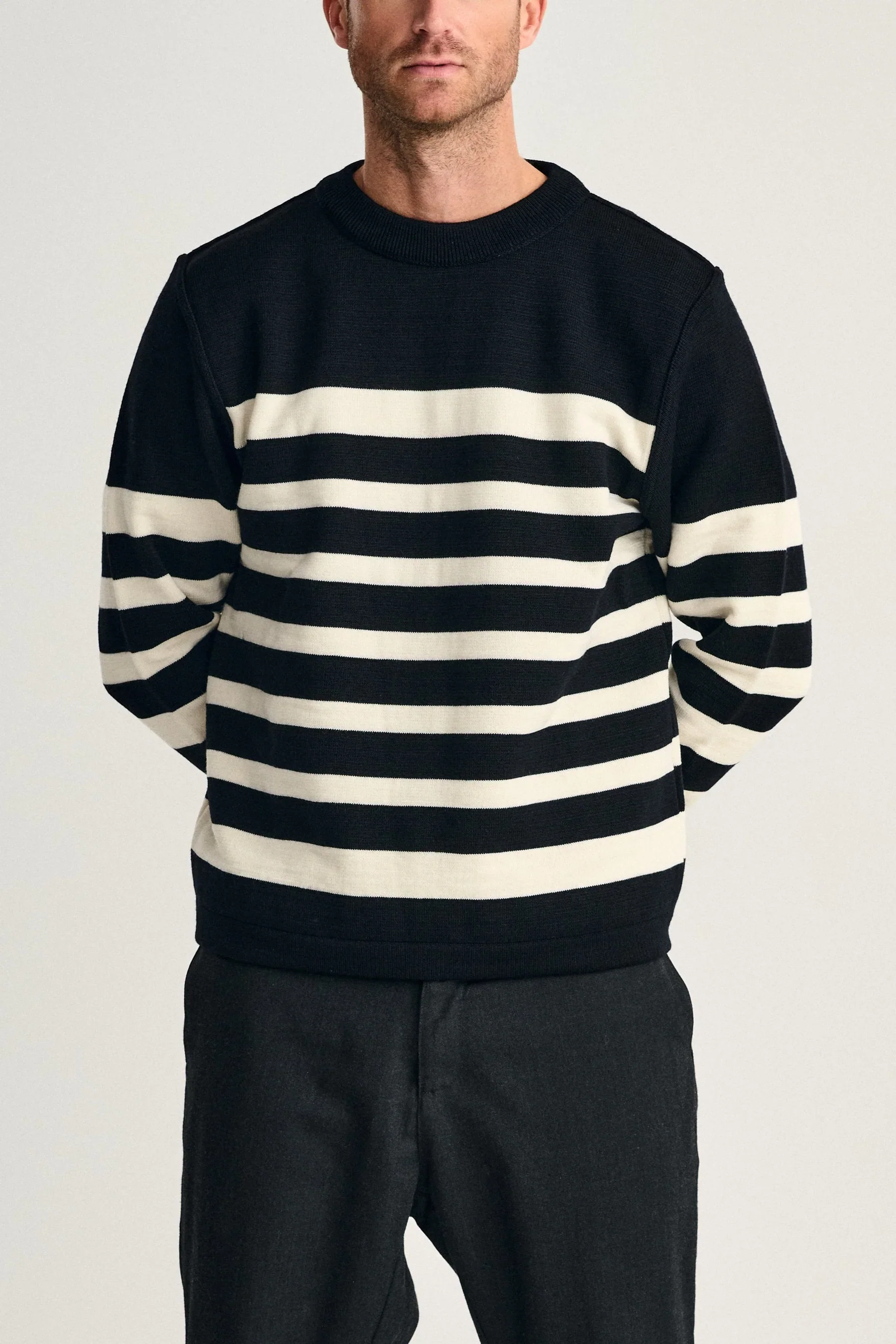GIVEN-III crew neck | rund hals, navy blue / natural white - Image 8