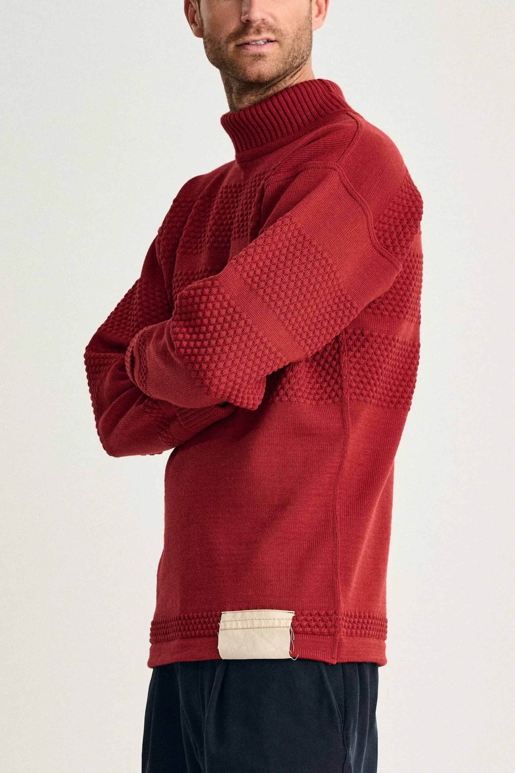 FISHERMAN sweater | høj hals, dannebrog red, OB Edition - Image 4